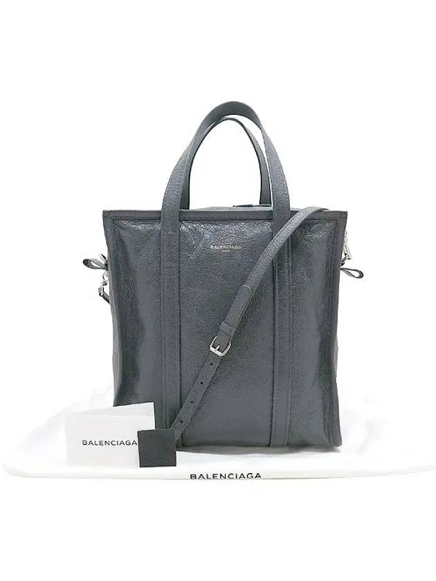 Luxury Balenciaga 513990 Gray color leather small bazaar shopper tote bag shoulder strap
