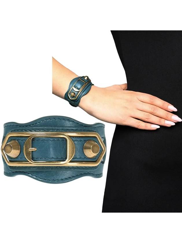 Luxury Balenciaga Giant Gold Buckle Bracelet Blue