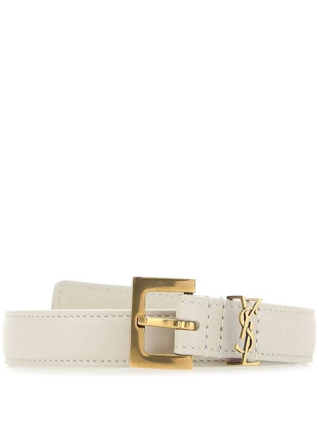 Luxury Saint Laurent Monogram Square Leather Belt White