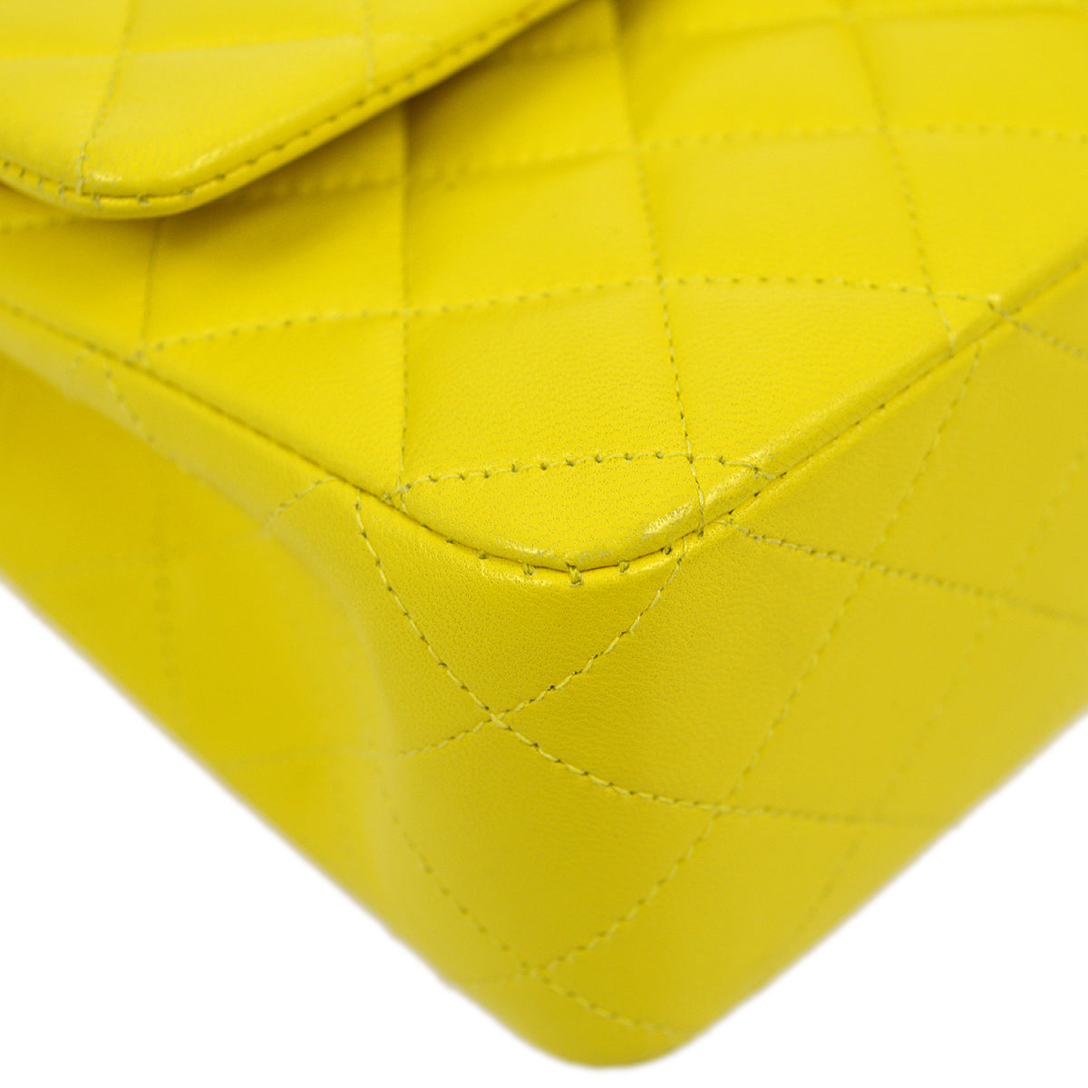 Chanel * 2000-2001 Yellow Lambskin Medium Classic Double Flap Bag
