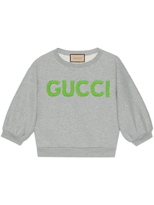 Luxury Gucci Trending 2025 Cotton Jersey Crop Sweatshirt Grey