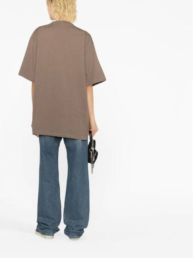 Luxury Balenciaga Logo Print Short Sleeve T-Shirt Taupe