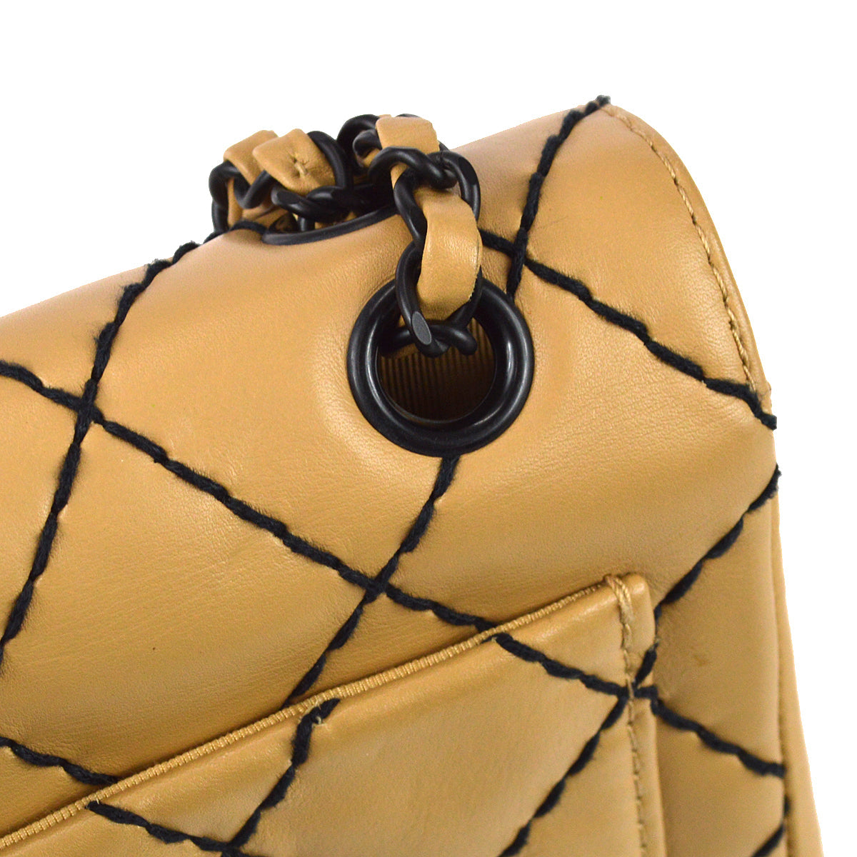 Luxury Chanel Black Calfskin Wild Stitch Straight Flap Bag