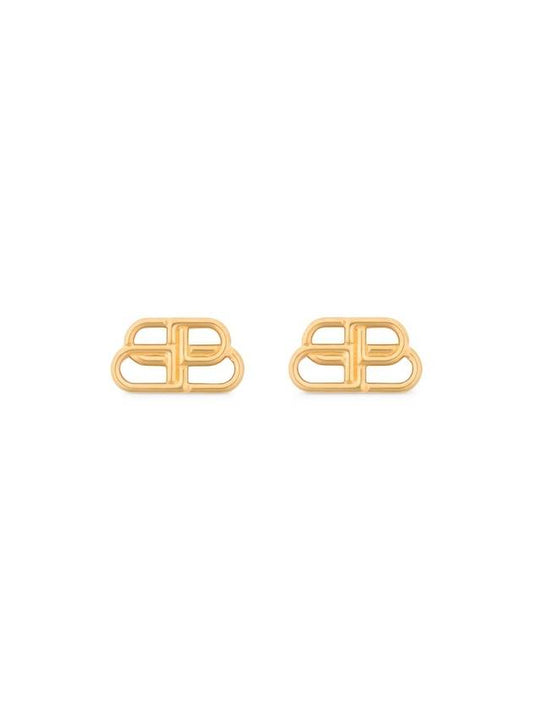 Luxury Balenciaga BB Logo Stud Earrings Gold