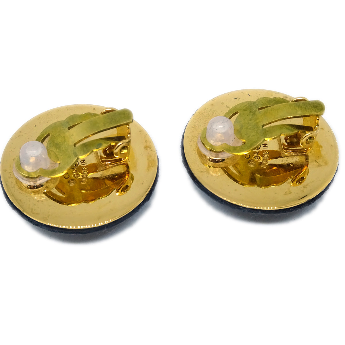 Chanel Black Button Earrings Clip-On 94P