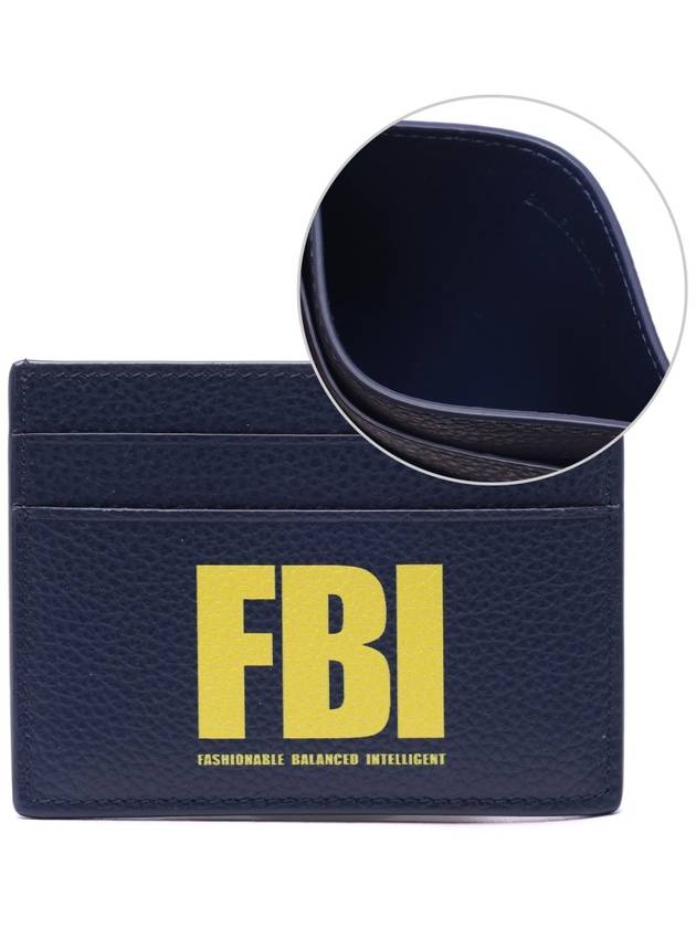 Luxury Balenciaga FBI Print Card Wallet Navy