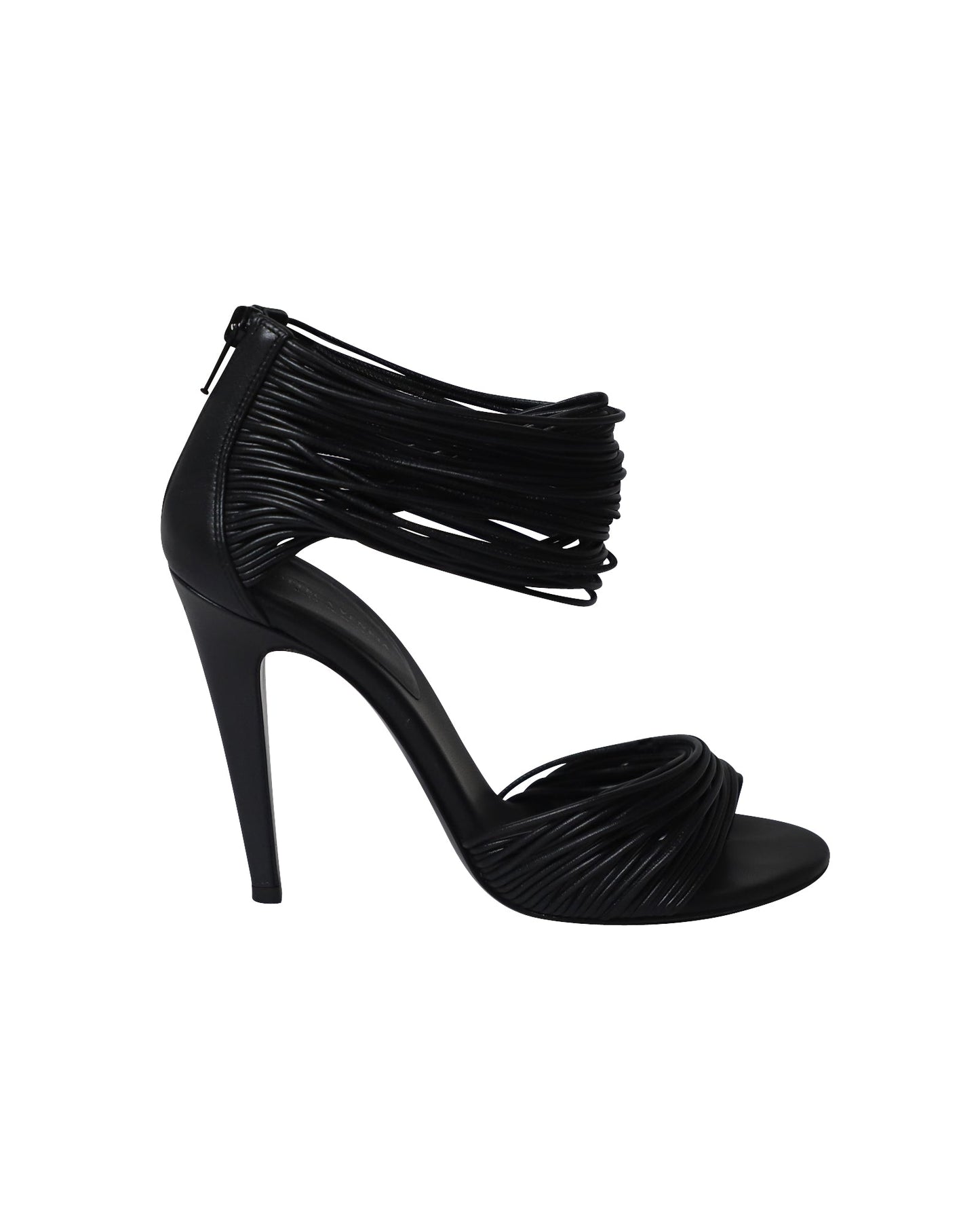 Luxury Bottega Veneta Strappy High Heel Sandals in Black Leather