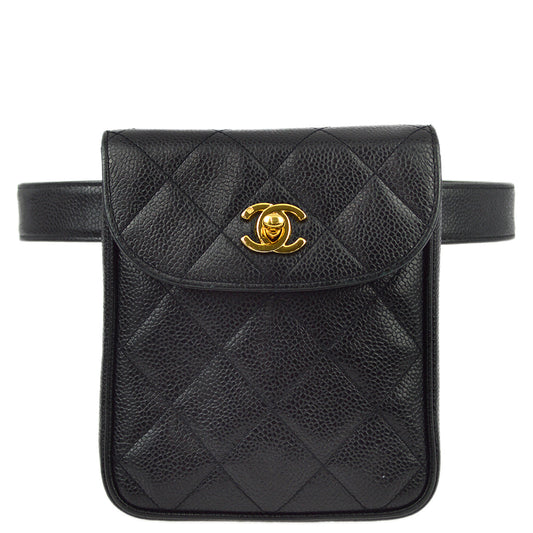 Luxury Chanel Black Caviar Belt Bum Bag #75/30