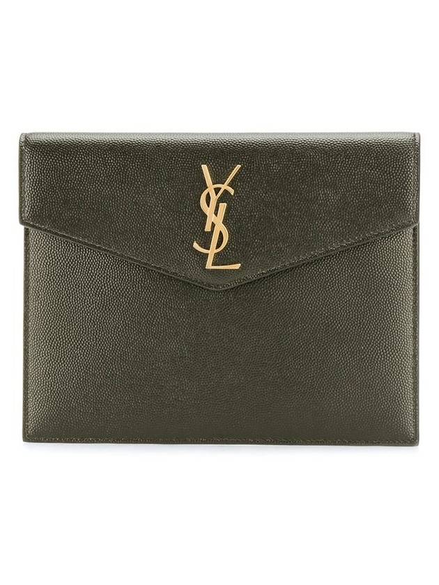 Luxury Saint Laurent Envelope Uptown Baby Clutch Bag Dark Green