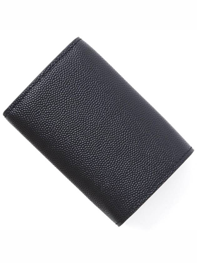 Luxury Saint Laurent Tiny Peblogo Trifold Half Wallet Black
