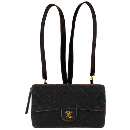 Luxury Chanel * 1994-1996 Brown Velvet Classic Flap Backpack