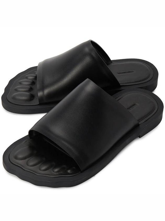 Luxury Balenciaga Leather Slippers Black