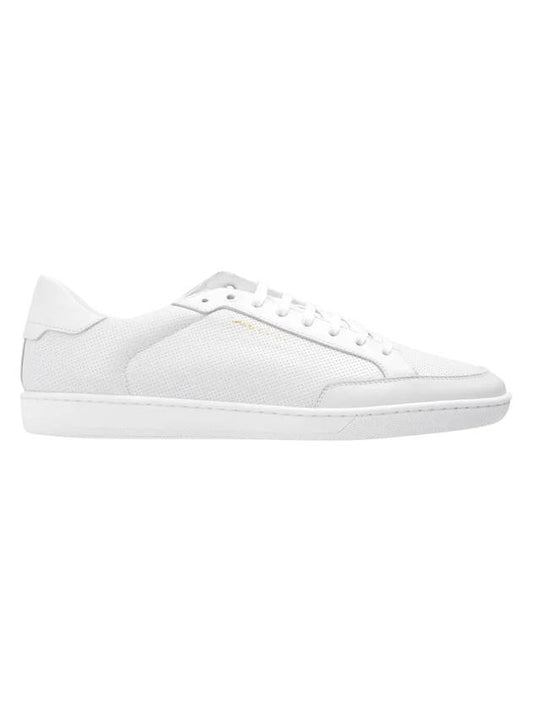 Luxury Saint Laurent Court Classic Perforated Leather Low Top Sneakers White