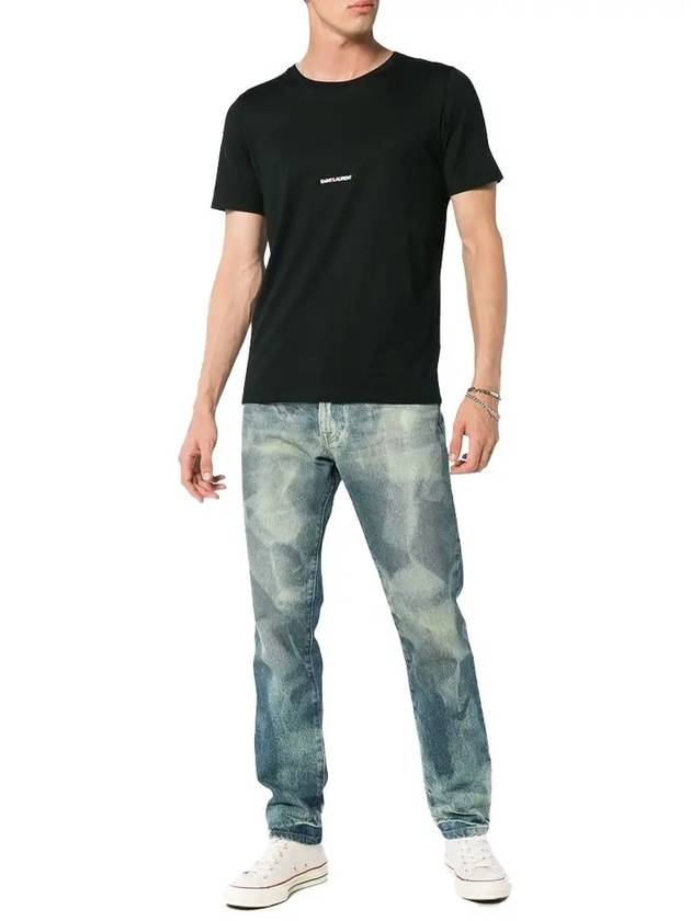 Luxury Saint Laurent Men's Small Logo Short Sleeve T-Shirt Black