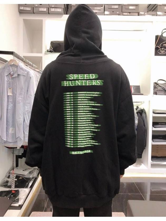 Luxury Balenciaga Speed Hunter Print Hoodie Black