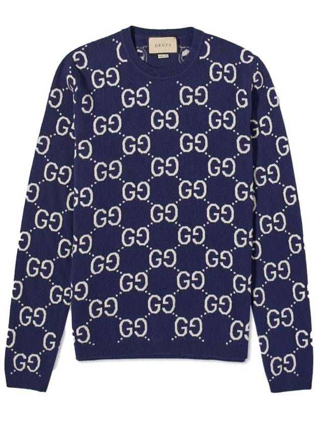 Luxury Gucci Trending 2025 GG Wool Jacquard Knit Top Blue