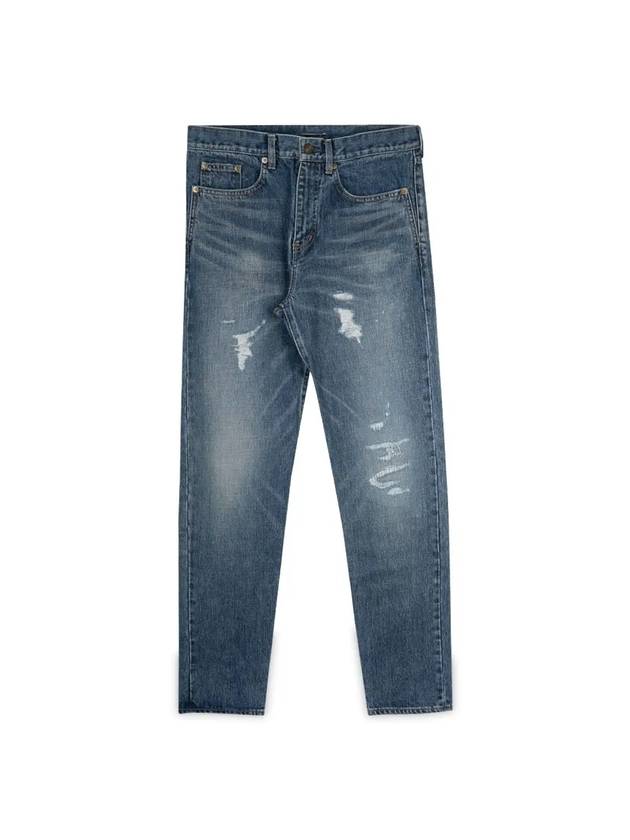 Luxury Saint Laurent Men's Destroyed Jeans Blue