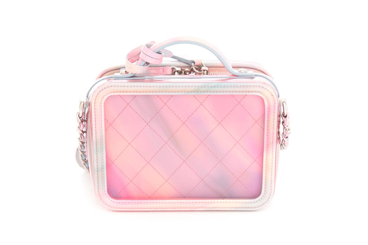 Luxury Chanel 2020 Pink PVC Patent Calfskin Small CC Vanity Case Handbag
