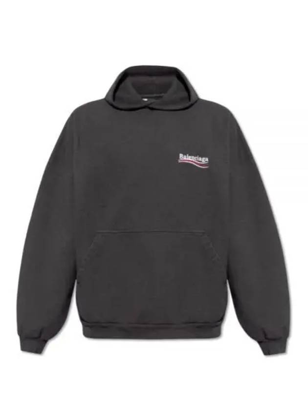 Luxury Balenciaga Embroidered Logo Cotton Hoodie Grey