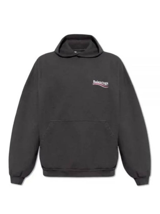 Luxury Balenciaga Embroidered Logo Cotton Hoodie Grey