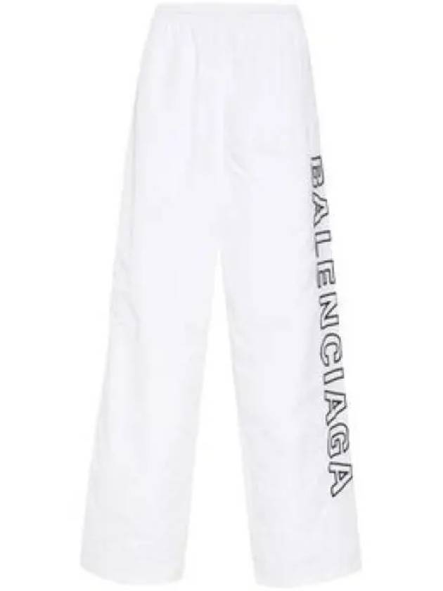 Luxury Balenciaga Embroidered Logo Polyester Wide Track Pants White