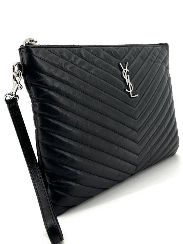 Luxury Saint Laurent Monogram silver clutch new medium 559193