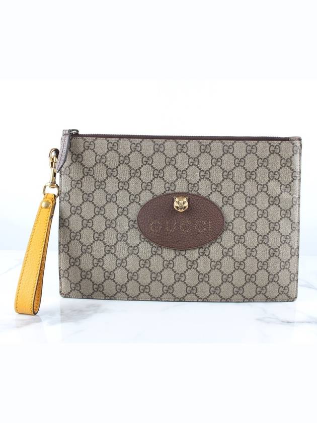 Luxury Gucci Trending 2025 GG Supreme Jaguar gold clutch bag