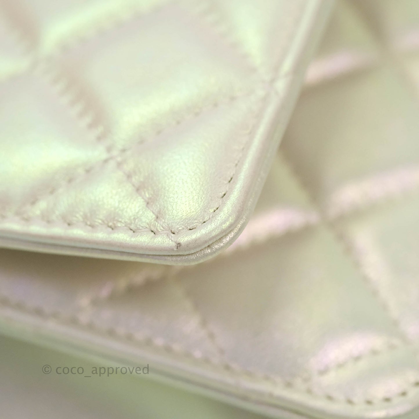 Chanel Quilted Wallet on Chain WOC Iridescent Ivory Light Gold Hardware