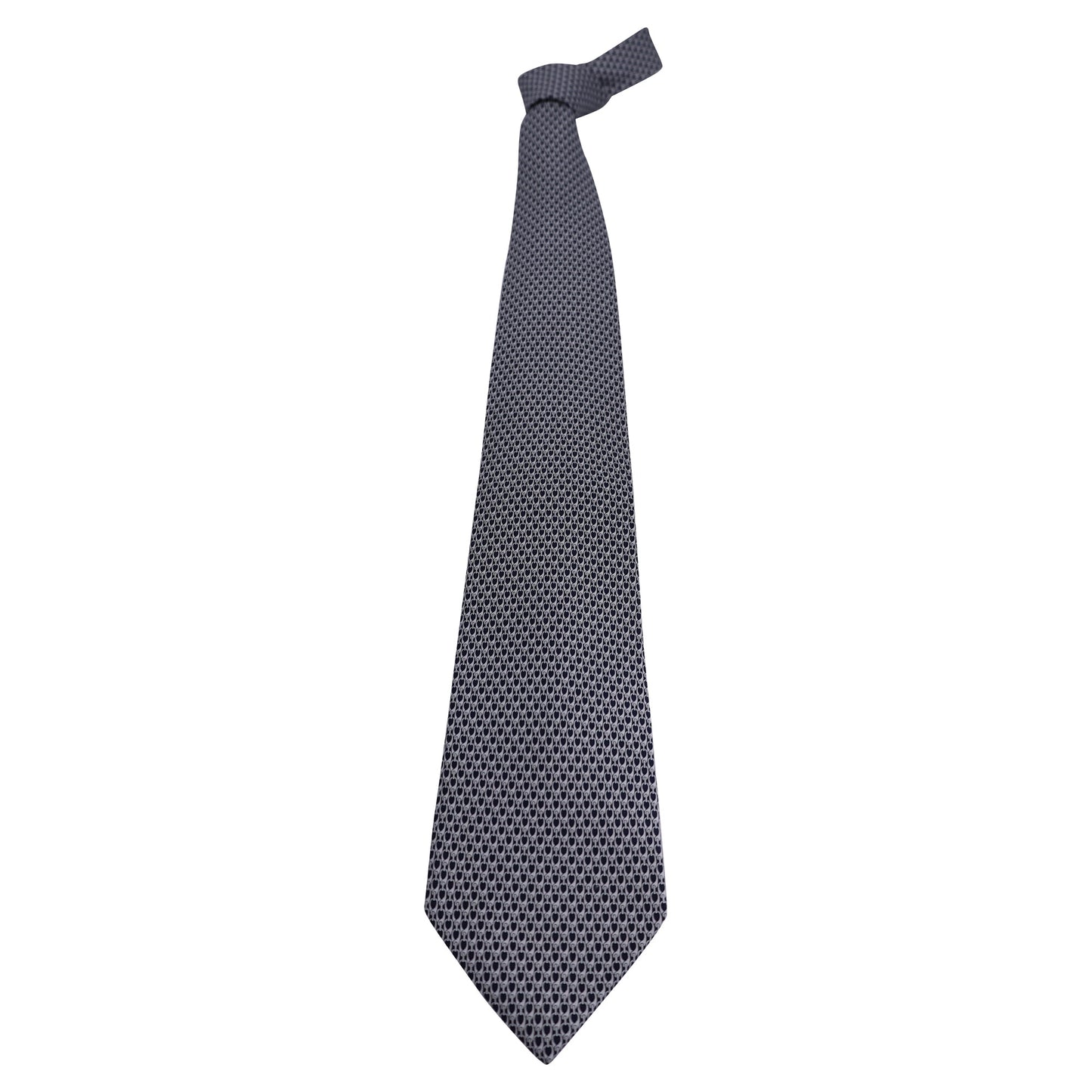 Luxury Gucci Trending 2025 Patterned Tie in Dark Blue and White Silk