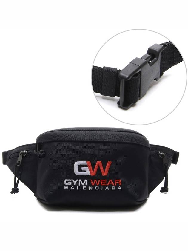 Luxury Balenciaga Gym Wear Nylon Belt Bag Black