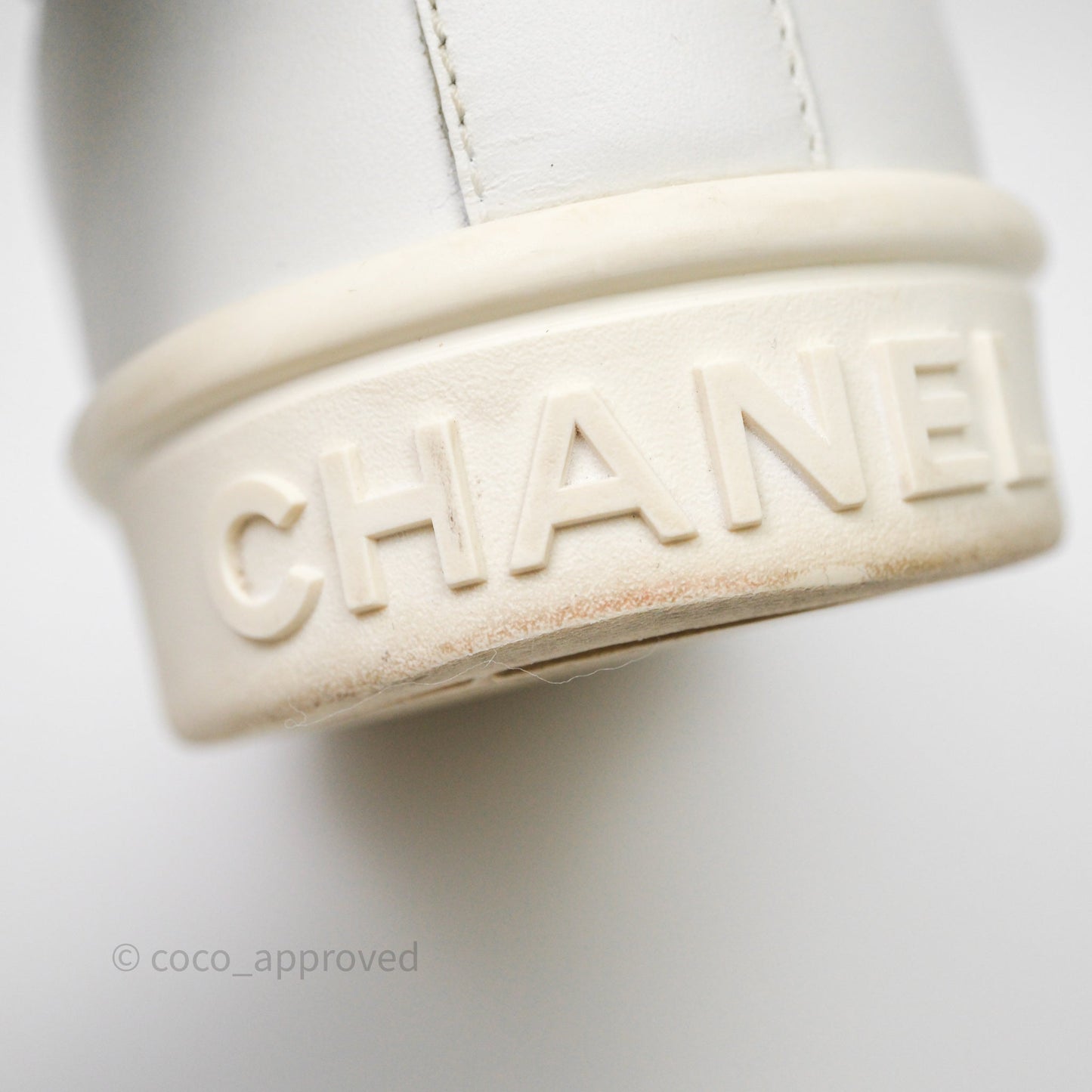 Chanel Logo Pull Tab Lace-up Sneakers White & Black Size 37.5
