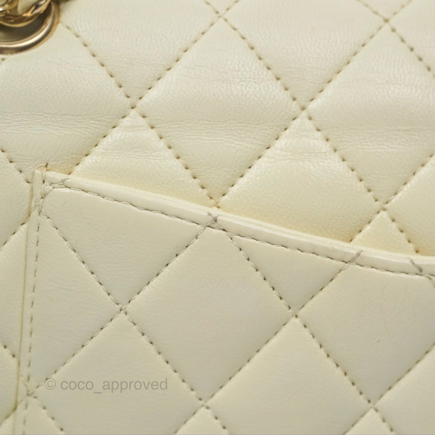 Chanel Medium Classic Flap Quilted Pale Yellow Lambskin Gold Hardware