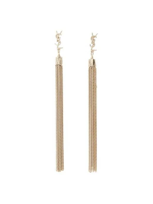 Luxury Saint Laurent Monogram Chain Tassel Loulou  Earrings Gold