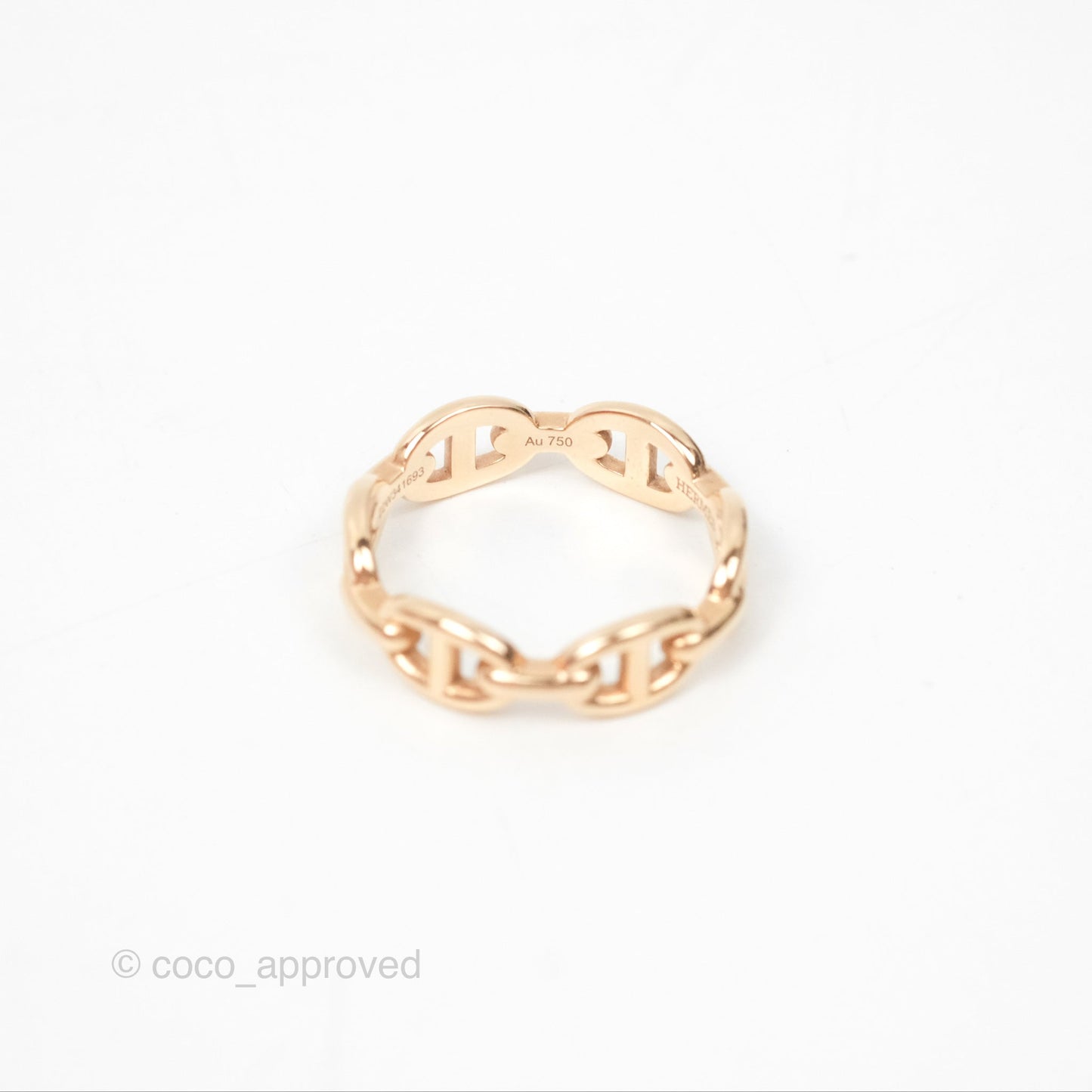 Hermès Chaine d'Ancre Enchainee Band Ring PM Rose Gold 55
