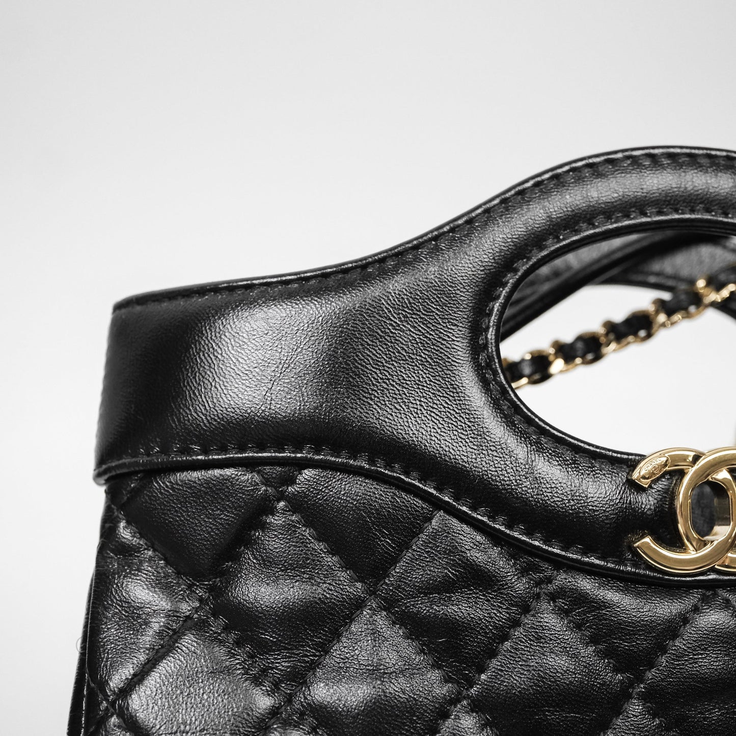 Chanel 31 Mini Black Shiny Calfskin Gold Hardware