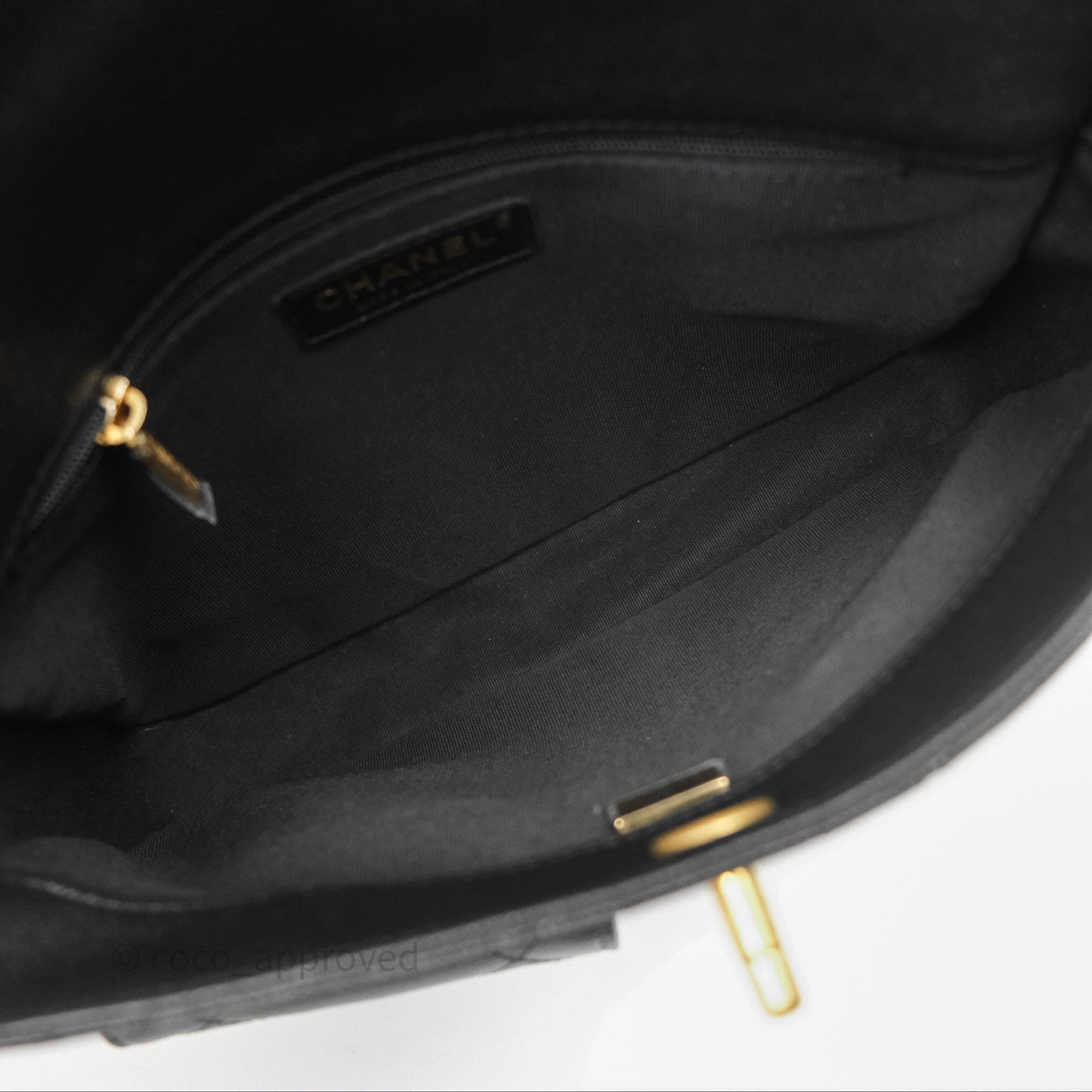 Chanel Double Pocket Hobo Bag Black Caviar Brushed Gold Hardware