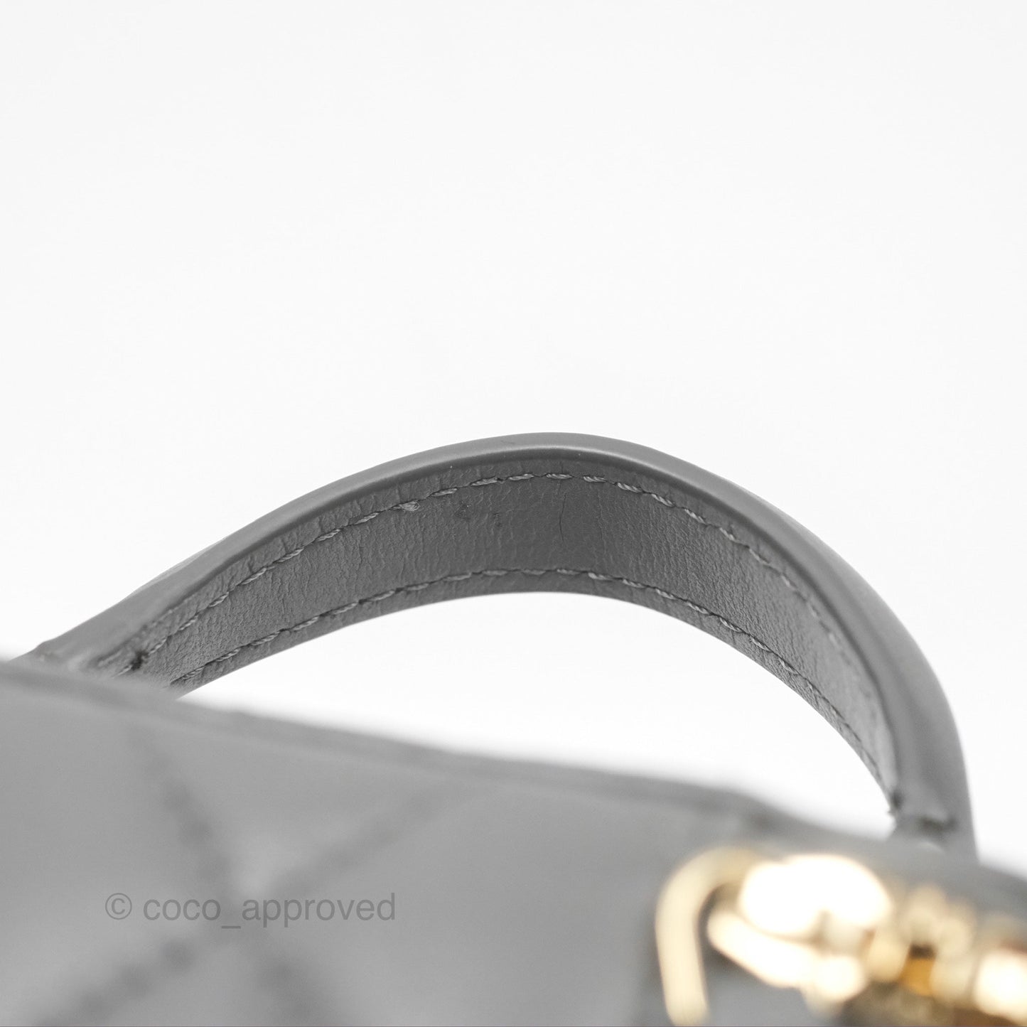 Chanel Mini Top Handle Vanity With Chain Grey Lambskin Gold Hardware