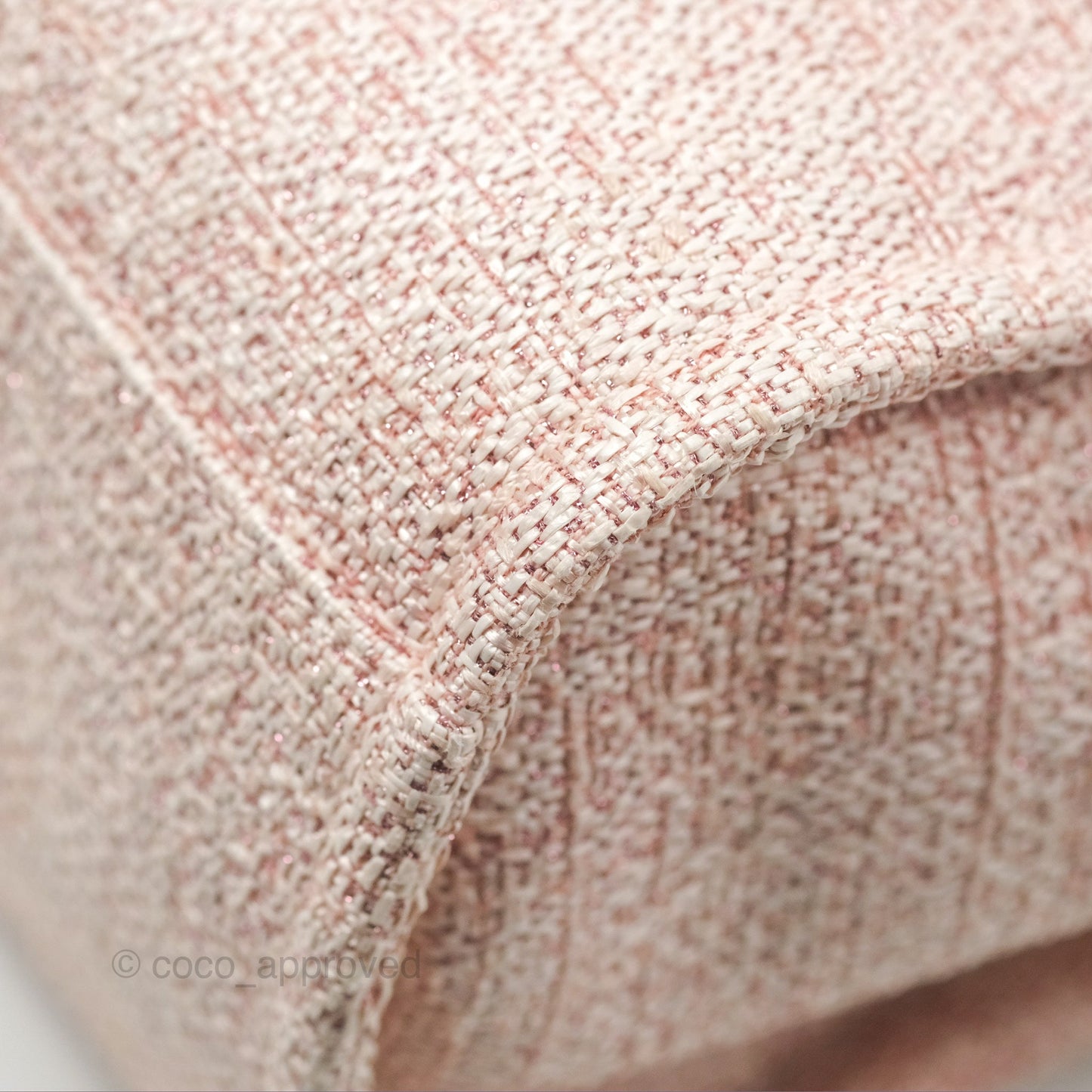 Chanel Large Deauville Tote Pink Woven Tweed Gold Hardware