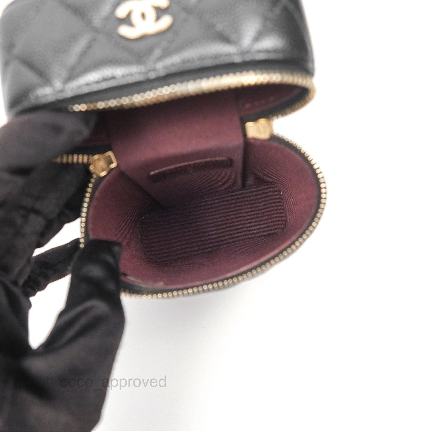 Chanel Vanity Phone Holder With Chain Black Caviar Gold Hardware