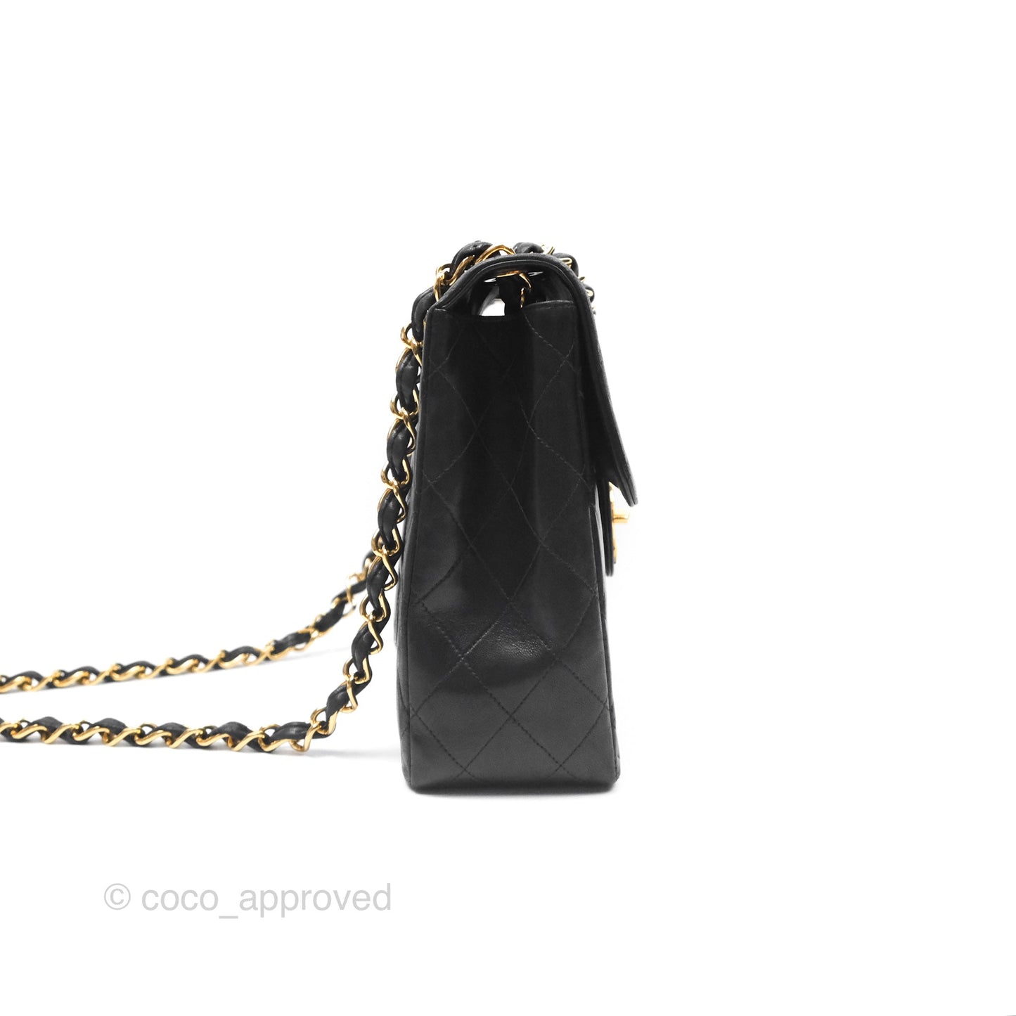Chanel Vintage Jumbo Single Flap Black Lambskin 24K Gold Hardware