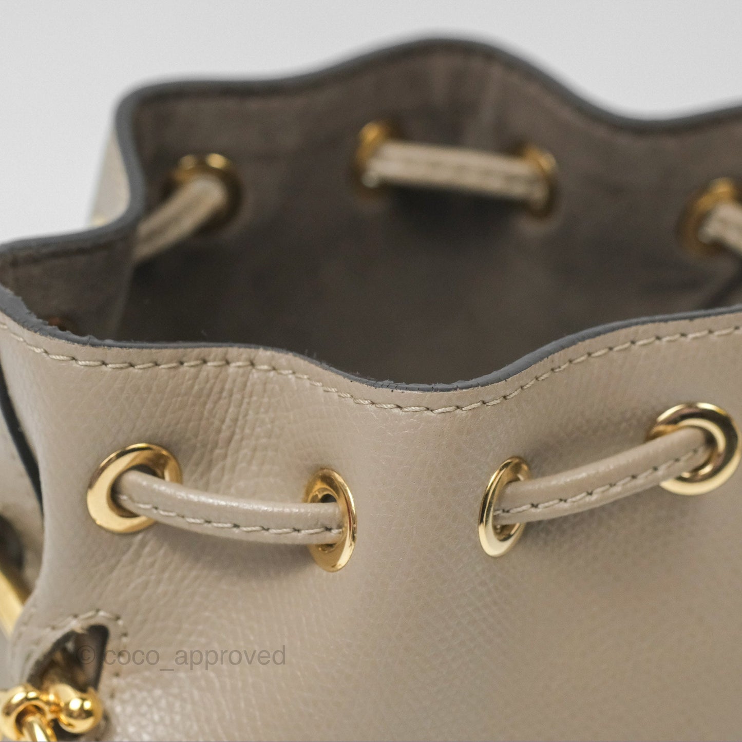 Fendi Mini Mon Tresor Bucket Bag Tortora Grained Calfskin