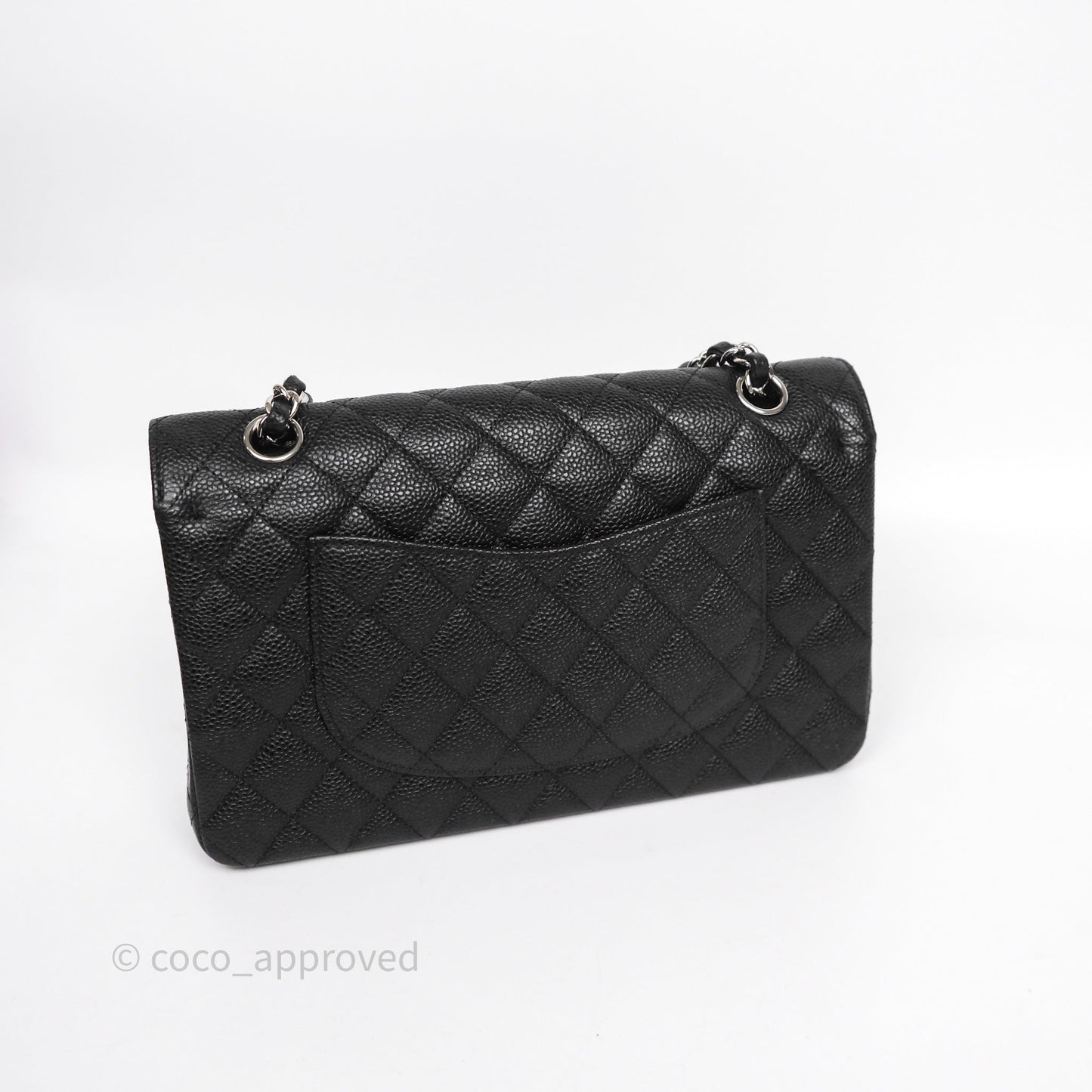 Chanel Classic M/L Medium Flap Quilted Black Caviar Silver Hardware