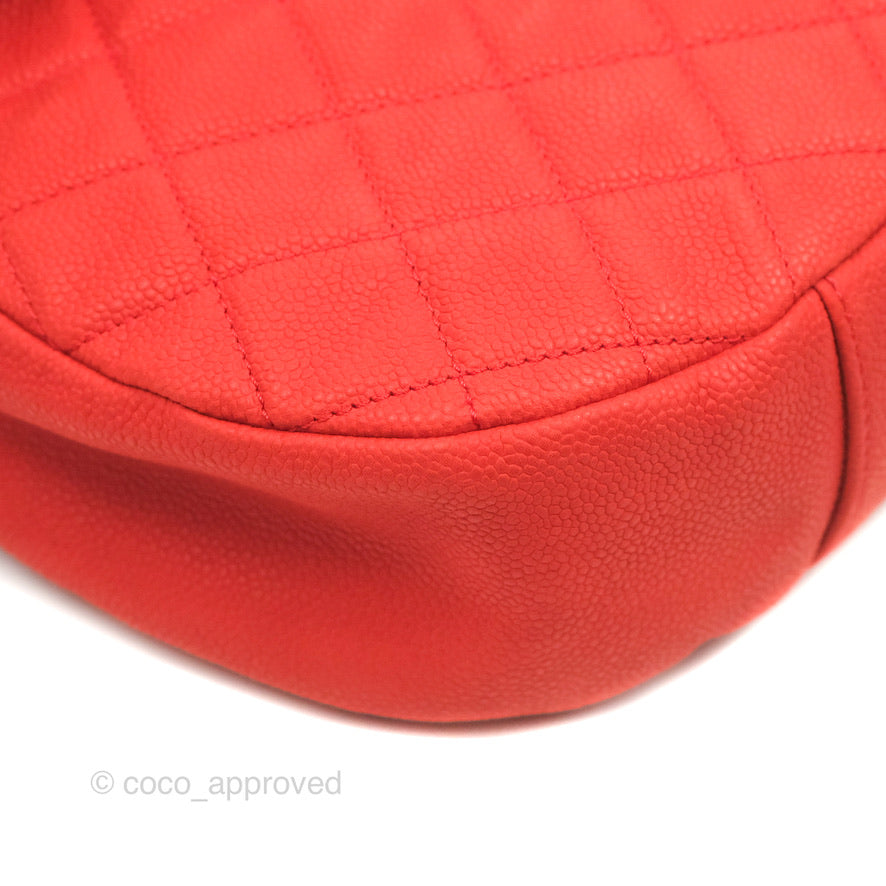 Chanel Country Chic Messenger Flap Bag Red Matte Caviar Ruthenium Hardware