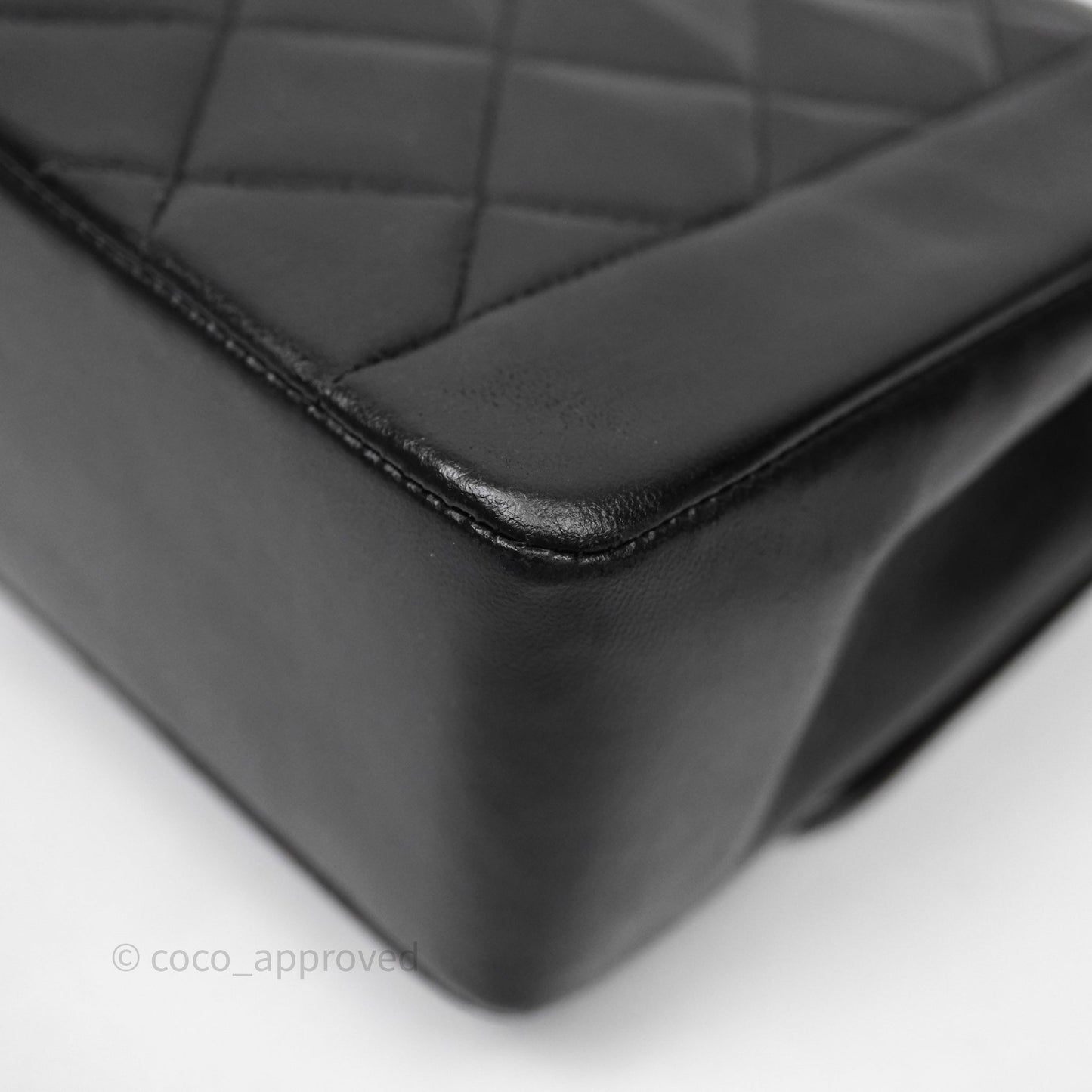 Chanel Vintage Medium Classic Diana Flap Bag Black Lambskin 24K Gold Hardware