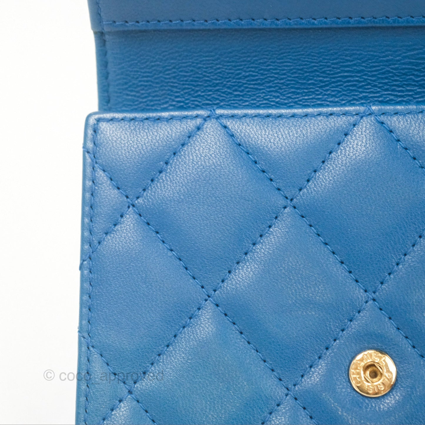 Chanel Classic Short Flap Wallet Blue Lambskin Gold Hardware