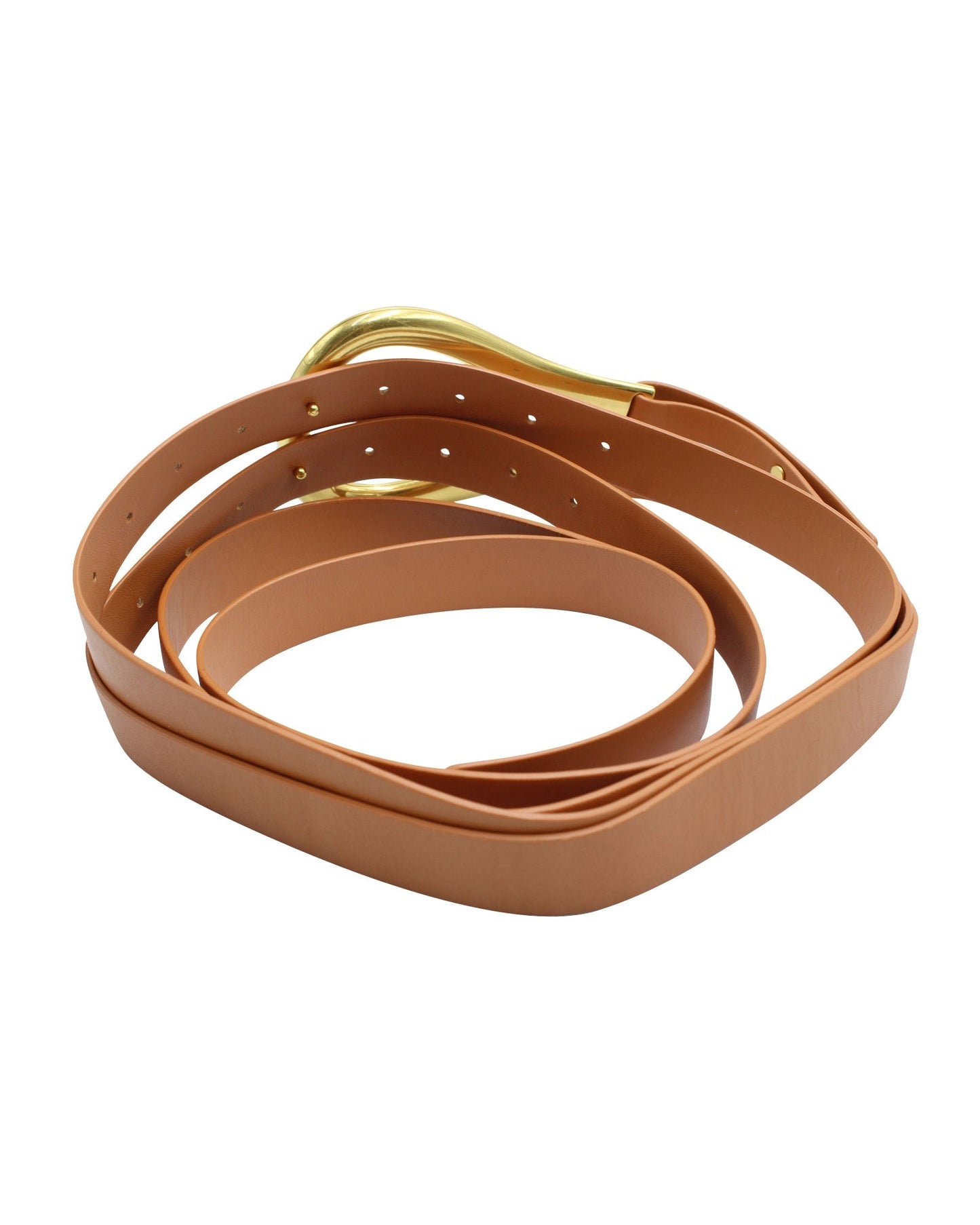 Luxury Bottega Veneta Curved Horseshoe Belt in Brown Leather