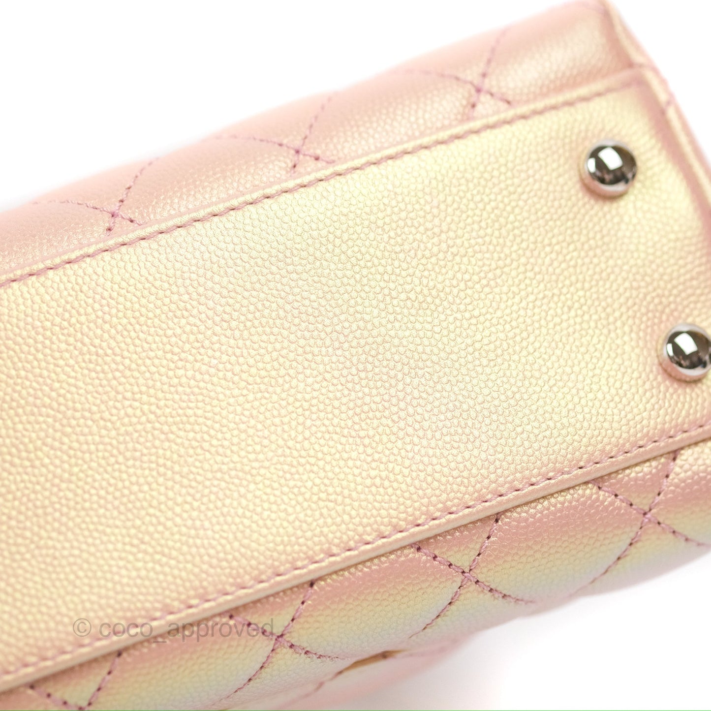 Chanel Small Quilted Coco Handle Iridescent Pink Caviar Rainbow Hardware