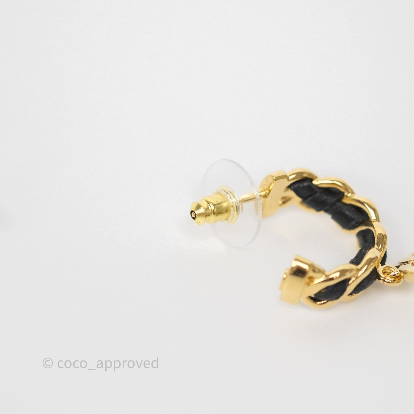 Chanel Braided Drop CC Hoop Earrings 24K