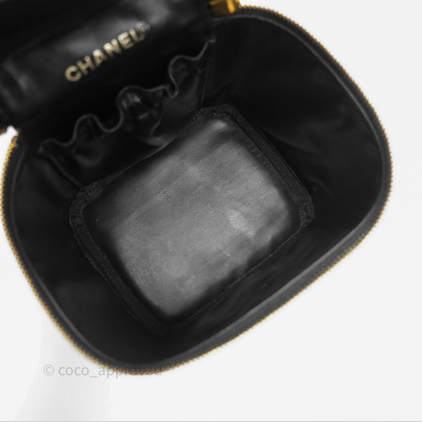 Chanel Vintage Vanity Case Black Caviar Gold Hardware