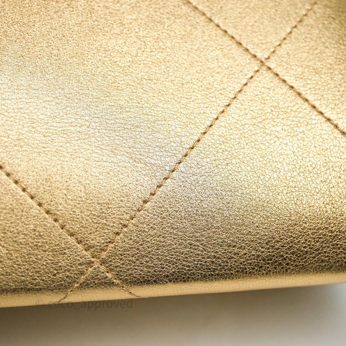 Chanel Calfskin Kiss Lock Frame Gold Bag